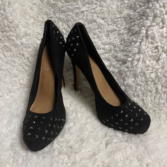 ALDO Michelino Synthetic suede Black studded  Platform  Heels EU R SZ41 US10.5 - Picture 3 of 10
